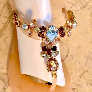 Olivia Miller Elegant Tan Flat Sandals with Bling Gemstones Embellishments -8